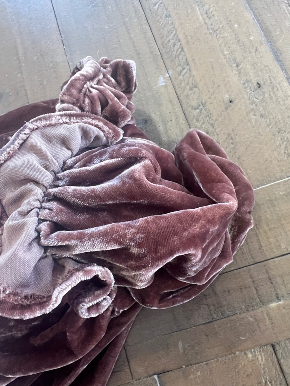 Girls Velvet Ruffle Neck Dress - Rust Brown - Picture 10 of 12
